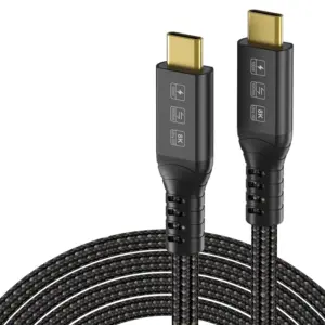 Cable Usb Tipo C 4.0 50cm 100w 40gbps 8k 60hz Egpu Mallado Negro